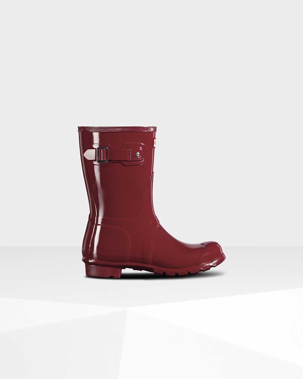 Womens Hunter Original Short Gloss Mid-Calf Rain Boots Red | VYZLKS-758